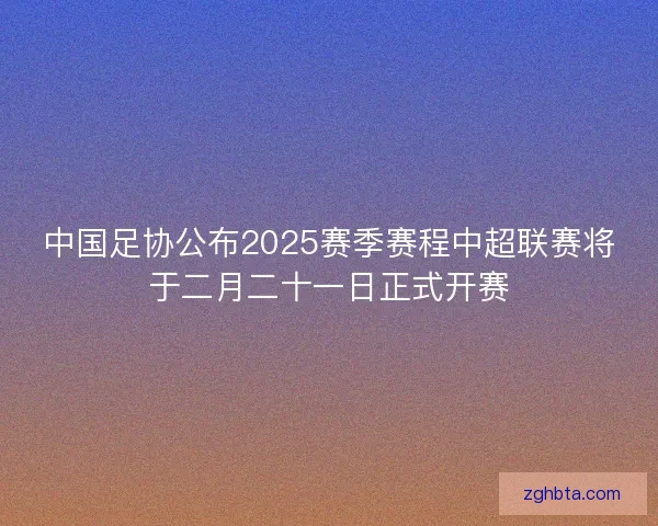 中国足协公布2025赛季赛程中超联赛将于二月二十一日正式开赛